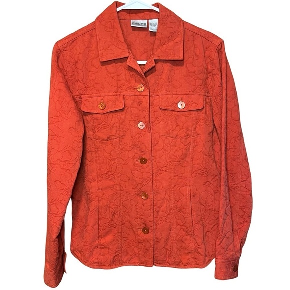 Chico's Jackets & Blazers - Chico’s Burnt Orange Embossed Button Up Jacket - Small, Women’s